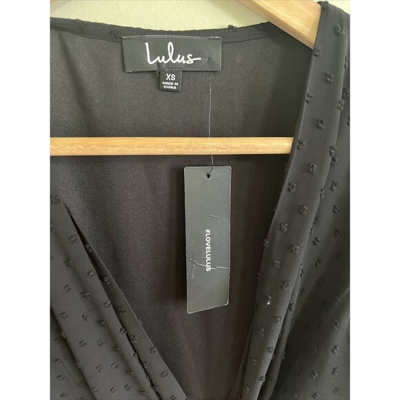 Lulus Black Swiss Dot Ruffled Midi Dress Size Xs NWT - Picture 9 of 11